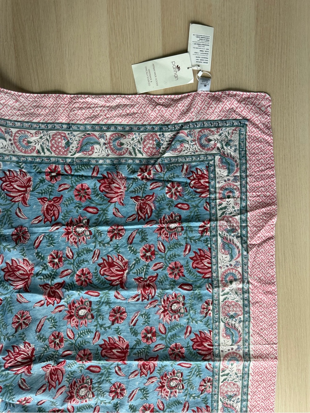 Parihan NWT Cotton Sarong Pareo Hand Block Print Beach Wrap Boho Cover Up 44x77 - Picture 3 of 5